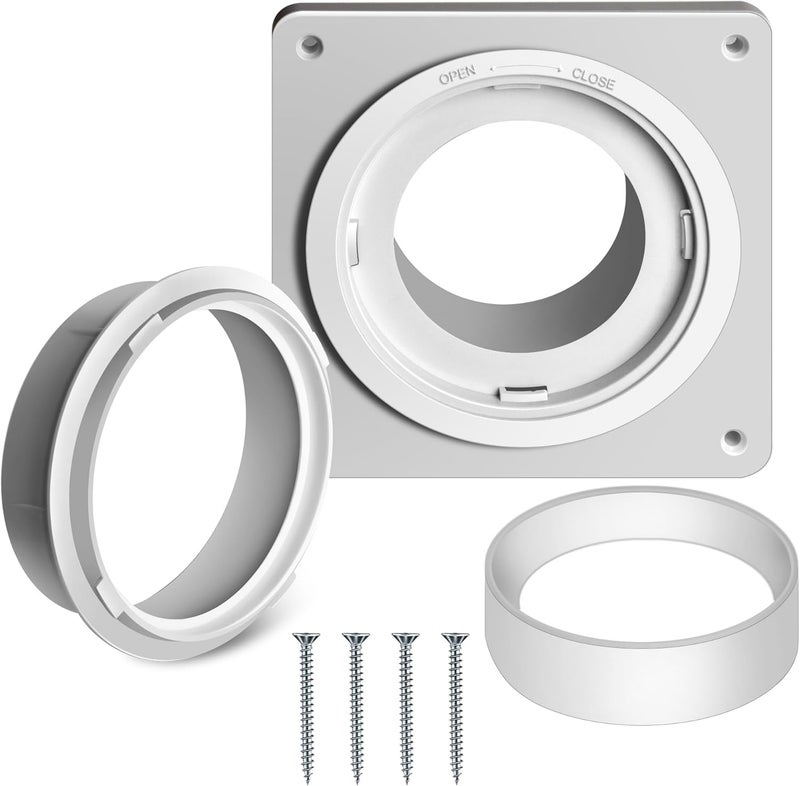 Senshare Dryer Vent Connector Kit, Dryer Vent Wall Plate with Quick Connect & Disconnect, Twist Lock Dryer Duct Connector Kit Fits 4 Inch Tubes, Covers Area 7 Inch x 7 Inch, for Dryer Washer Bathroom - Image 1